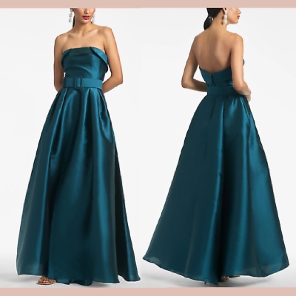 Elegant Teal Off-Shoulder Dress - Picture 1 of 5